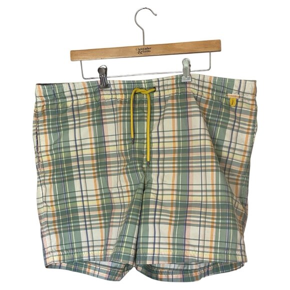 Lands' End Pastel Plaid Board Shorts Men's L 36-38 Nylon Meshed Lined Trunks - Picture 1 of 6
